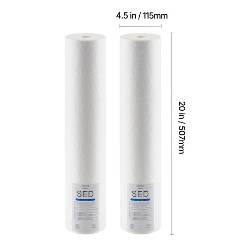 VEVOR 4.5" x 20" Whole House Water Filter Replacement Cartridge, Polypropylene Sediment Filter for 3-Stage Whole Home Water Filtration System, Reduce