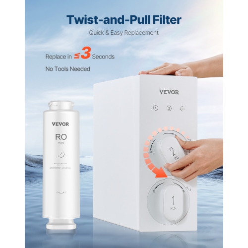 Système d'osmose inverse VEVOR 600 GPD, filtre à eau à osmose inverse à 10 étapes, cartouche de filtre par osmose inverse pendant 24 mois, compatible