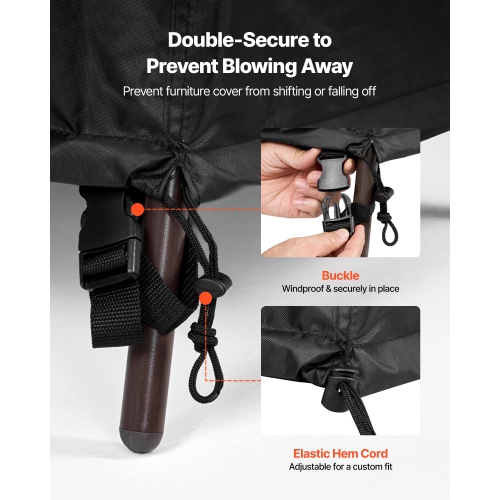 VEVOR 420D Patio Furniture Cover, Heavy Duty Waterproof Outdoor Dining Table and Chairs Cover, Large Square Patio Table Covers with Air Vent, 94 L x