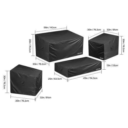 Housse pour meubles de jardin VEVOR 4 pièces, ensemble de housse robuste étanche pour table à manger et chaises 420D, housses pour meubles de jardin