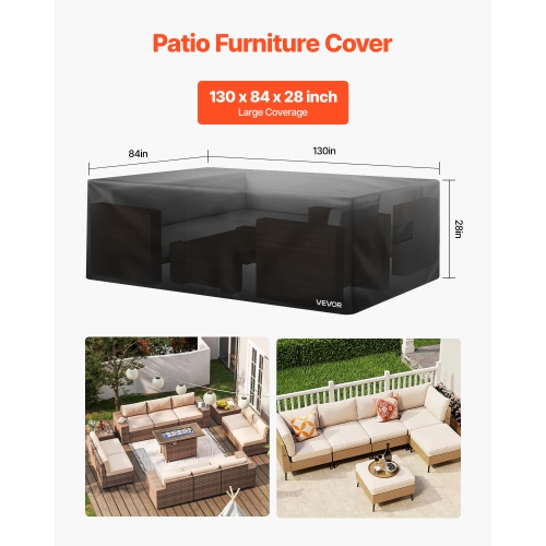 VEVOR 420D Patio Furniture Cover, Heavy Duty Waterproof Outdoor Dining Table and Chairs Cover, Large Rectangular Patio Table Covers with Air Vent ,