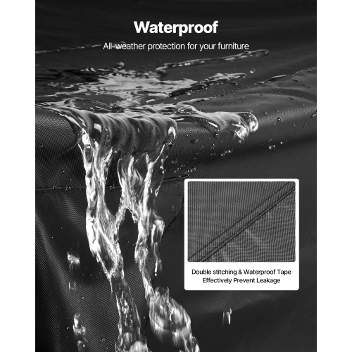 VEVOR 420D Patio Furniture Cover, Heavy Duty Waterproof Outdoor Dining Table and Chairs Cover, Large Rectangular Patio Table Covers with Air Vent,