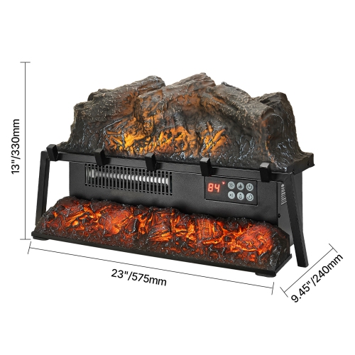 VEVOR 23 inch Electric Fireplace Log, Fireplace Insert Log Heater,with Crackling Sound,Remote Controller,5 Adjustable Flame Brightness, Timer,