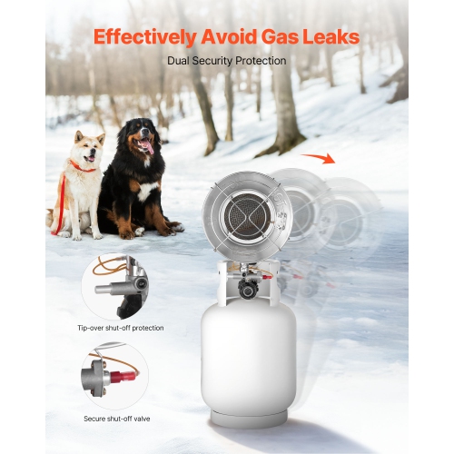 VEVOR 15000 BTU Propane Tank Top Heater with Portable Trolley, Rapid Heating 180-Degree Infrared Radiant Tank Top Gas Heater for 20-40lb Propane