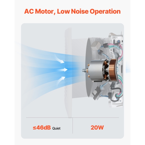 VEVOR 6 inch Through-The-Wall Ventilation Fan, 110 CFM Through Wall Exhaust Fan with AC Motor, Quiet Vent Easy Installation for Bathroom, Laundry