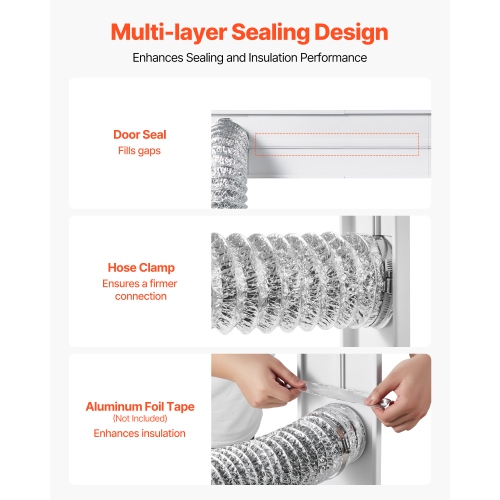 VEVOR Dryer Vent Window Kit, Fits 4-Inch Exhaust Hoses, Adjustable Length for Adapts Sliding Windows of Different Heights, Sturdy PVC and PP