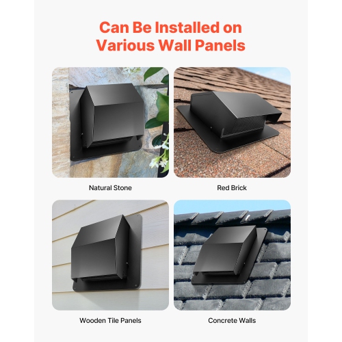 VEVOR 8 inch Hooded Wall Vent Cover, Square AC Vent Gable Cover, Premium SPCC Steel & with Built-in a Protection Screen,for Roofs,Walls,Outside Duct