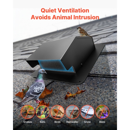 VEVOR 6 inch Hooded Wall Vent Cover, Square AC Vent Gable Cover, Premium SPCC Steel & with Built-in a Protection Screen, for Roofs,Walls,Outside Duct