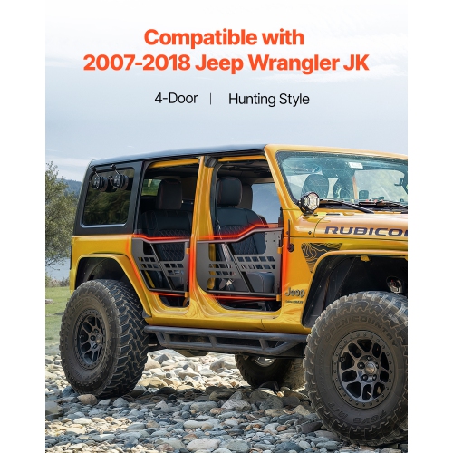VEVOR 4-Door Jeep Tube Doors, Hunting Style Jeep Tubular Door with Heavy-Duty Hinges & OE Latch, with Rubber Pads & Toughened Steel Tube, Fit for
