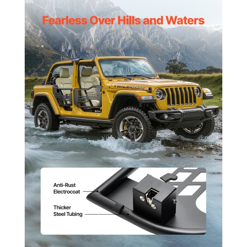 VEVOR 4-Door Jeep Tube Doors, Hunting Style Jeep Tubular Door with Heavy-Duty Hinges & OE Latch, with Rubber Pads & Toughened Steel Tube, Fit for
