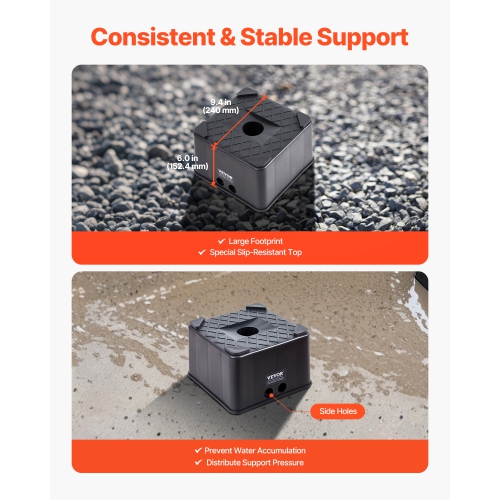 VEVOR 6" High Trailer Jack Blocks, Heavy Duty RV Leveling Blocks, Each with 6000lbs Capacity, as RV Jack Stand, Stool, for Travel Trailers, 5th