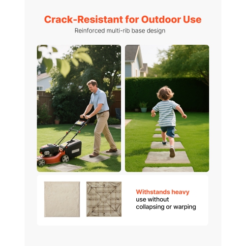 VEVOR 15.5 x 15.5in Garden Stepping Stones, 4Pcs, Decorative Stepping Stones with Stakes, Weather-Resistant Plastic Pavers, Smooth Surface, Walkway