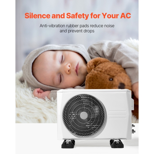 VEVOR Floor Mounting Base Kit for Mini Split Air Conditioning Systems, Ground Base Pad for 9000-36000BTU AC Heat Pump, Heavy-Duty Rubber