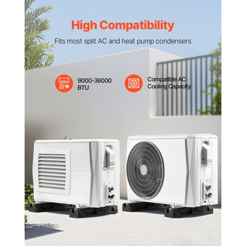 VEVOR Floor Mounting Base Kit for Mini Split Air Conditioning Systems, Ground Base Pad for 9000-36000BTU AC Heat Pump, Heavy-Duty Rubber