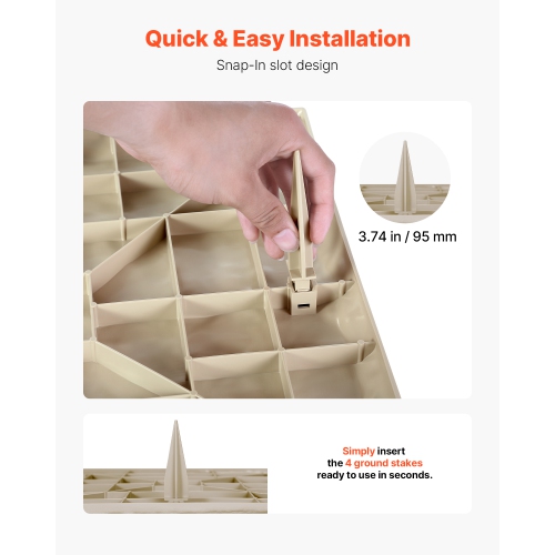 VEVOR 15.5 x 15.5in Garden Stepping Stones, 8Pcs, Decorative Stepping Stones with Stakes, Weather-Resistant Plastic Pavers, Smooth Surface, Walkway