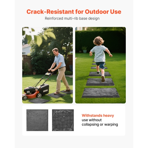 VEVOR 15.5 x 15.5 in Garden Stepping Stones, 4Pcs, Decorative Stepping Stones with Stakes, Weather-Resistant Plastic Pavers, Smooth Surface, Walkway