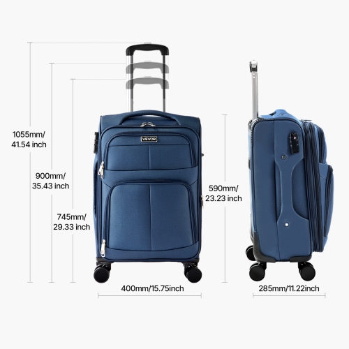 Valise souple extensible de 20&nbsp;po VEVOR avec roulettes pivotantes, bagage de cabine souple, valise enregistrée légère avec pochette extensible à