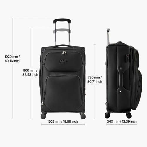 Valise souple extensible de 28&nbsp;po VEVOR avec roulettes pivotantes, grande valise souple enregistrée, valise enregistrée légère avec pochette