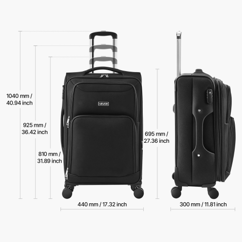 VEVOR 24-Inch Softside Expandable Luggage with Spinner Wheels, Softside Checked Medium Luggage, Lightweight Checked Suitcase with Expandable Zippered