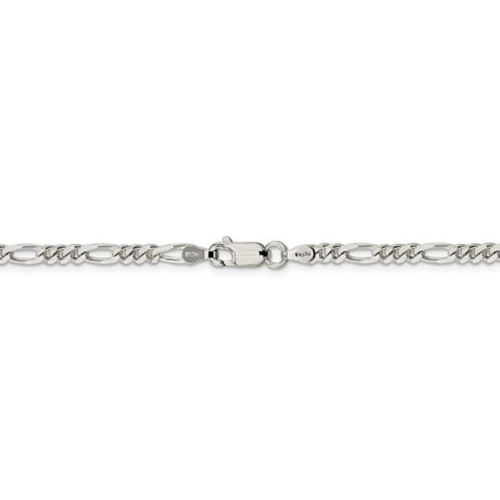 Mens Figaro Chain Bracelet in Sterling Silver 9 Inches