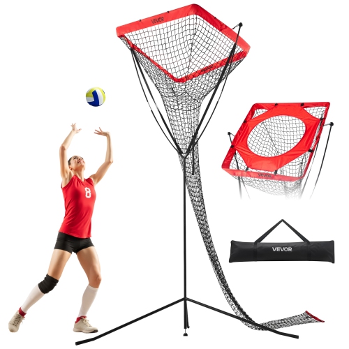 VEVOR  Volleyball Setter Training Equipment, Angle And Height Adjustable Trainer, Portable Practice Net \w Steel Base, Carrying Bag, Target Net For