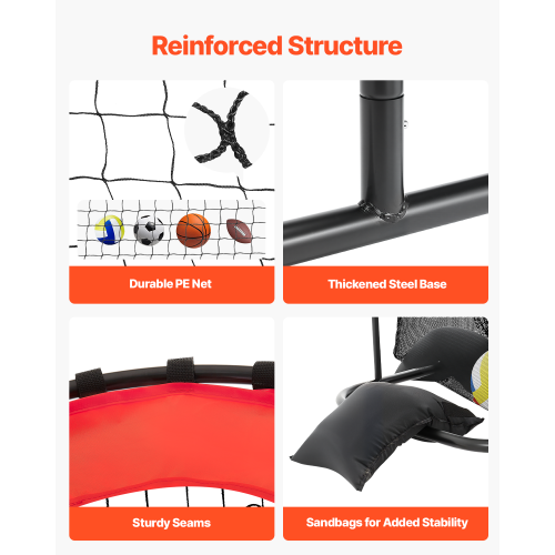 VEVOR Volleyball Setter Training Equipment, Angle and Height Adjustable, Portable Practice Net with Cart, Wheels, Carrying Bag, Indoor/Outdoor Net