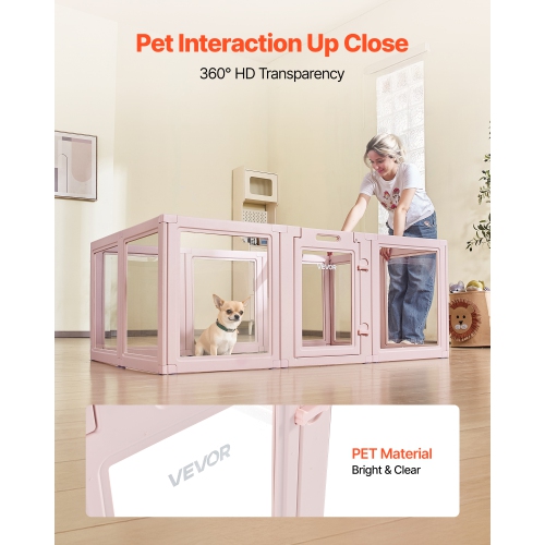 VEVOR 60x39x23in Dog Whelping Box, Plastic for Medium Sized Dogs, Waterproof Transparent Puppy Playpen with Windows & Door Lock, Easy to Clean,