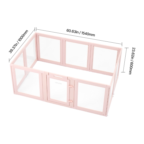 VEVOR 60x39x23in Dog Whelping Box, Plastic for Medium Sized Dogs, Waterproof Transparent Puppy Playpen with Windows & Door Lock, Easy to Clean,