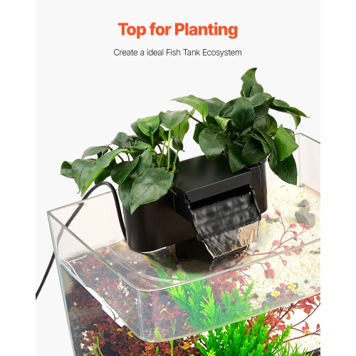 VEVOR 3.5 Gallon Fish Tank Aquarium, Arch Ultra-Clear GPPS Starter Smart Tank Adjustable 3-Color Lighting, Self Cleaning System for