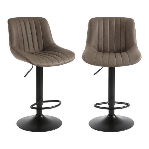 PU Leather Bar Stools Set of 2, Adjustable Swivel Counter Height Barstools with Back, Kitchen Island Stool Dining Chairs