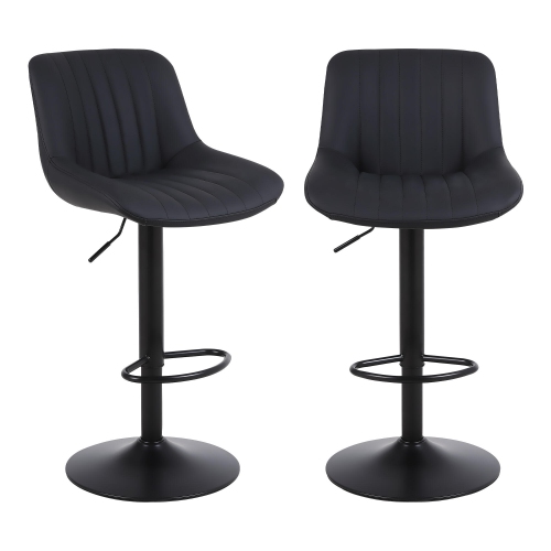 PU Leather Bar Stools Set of 2, Adjustable Swivel Counter Height Barstools with Back, Kitchen Island Stool Dining Chairs