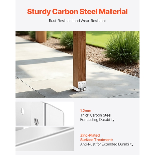 VEVOR 4x4 Post Base 10 Pcs, Inner Size 3.53x3.56inch/89.6x90.5mm Concrete Post Anchor, Heavy-Duty Zinc-Plated Carbon Steel Posts Brackets with 1 Inch