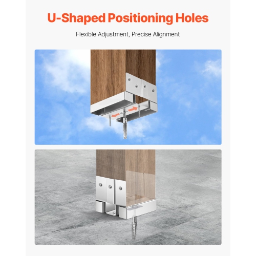 VEVOR 4x4 Post Base 10 Pcs, Inner Size 3.53x3.56inch/89.6x90.5mm Concrete Post Anchor, Heavy-Duty Zinc-Plated Carbon Steel Posts Brackets with 1 Inch