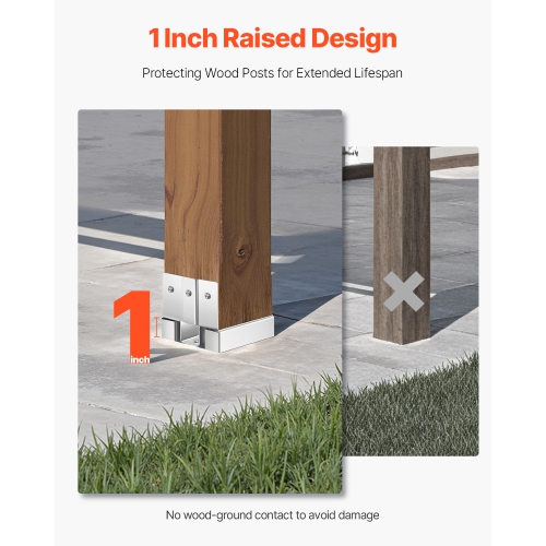 VEVOR 4x4 Post Base 10 Pcs, Inner Size 3.53x3.56inch/89.6x90.5mm Concrete Post Anchor, Heavy-Duty Zinc-Plated Carbon Steel Posts Brackets with 1 Inch