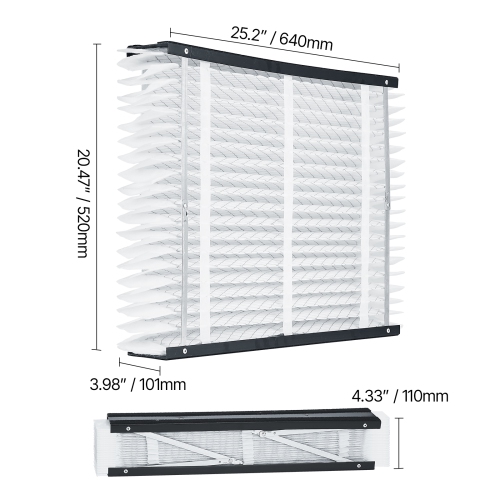 VEVOR 20 x 25 x 4 Furnace Filter, MERV 13 HVAC Ac Filters,12-Month Electrostatic Pleated Air Conditioner Filters, 4-Pack for Capturing Dust