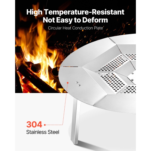 VEVOR 27 inch Fire Pit Heat Deflector for Solo Stove Yukon, Bonfire Round for Wood Burning Fire Pit, 304 Stainless Steel Heat Diffuser, Detachable