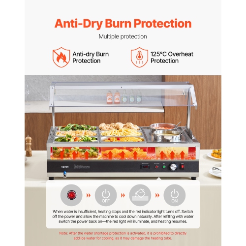 VEVOR 6.34QT Electric Soup Warmer, Two Pots & Six 1/3 Pans, Stainless Steel Commercial Food Warmer with 86~185°F Adjustable Temp, 1500W Bain Marie