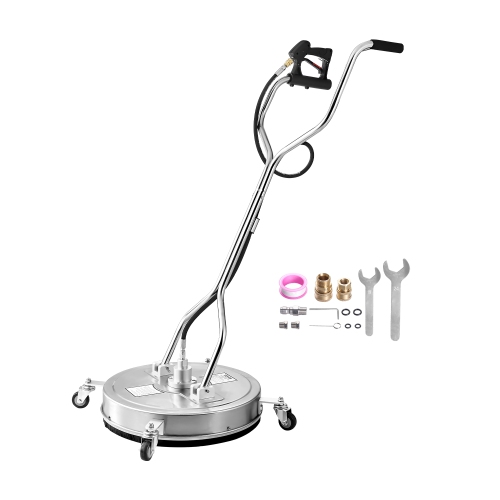 VEVOR 22" Pressure Washer Surface Cleaner, Stainless Steel Attachments with 4-Wheel, 4500 Max PSI, 3/8 Quick Connector, 2 Spray Nozzles, Dual Handle,