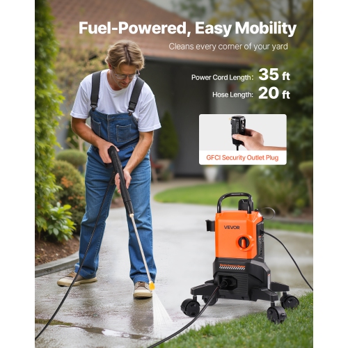VEVOR 2700 PSI Max Electric Pressure Washer, 1.8 GPM, High Power Pressure Machine with 4 Quick Connect Nozzles and a Foam Cannon, Ideal for