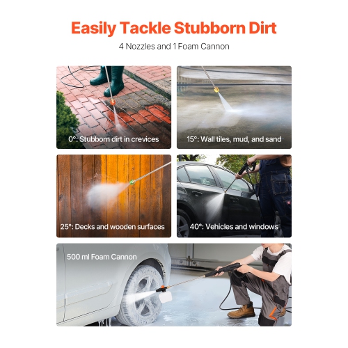VEVOR 2700 PSI Max Electric Pressure Washer, 1.8 GPM, High Power Pressure Machine with 4 Quick Connect Nozzles and a Foam Cannon, Ideal for