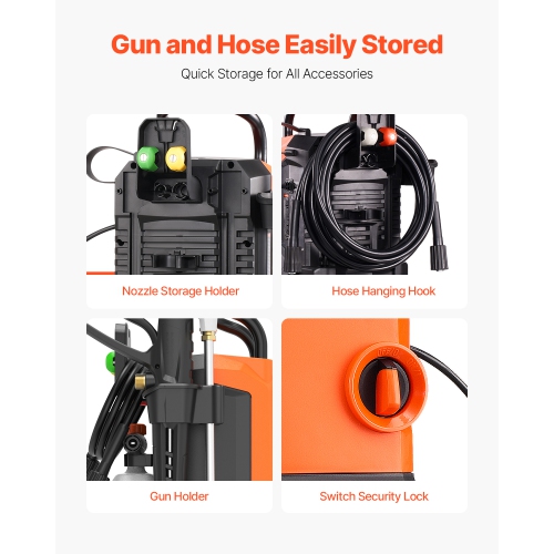 VEVOR 2700 PSI Max Electric Pressure Washer, 1.8 GPM, High Power Pressure Machine with 4 Quick Connect Nozzles and a Foam Cannon, Ideal for