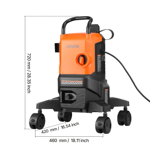 VEVOR 2700 PSI Max Electric Pressure Washer, 1.8 GPM, High Power Pressure Machine with 4 Quick Connect Nozzles and a Foam Cannon, Ideal for