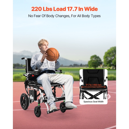VEVOR 220lbs Capacity Electric Wheelchair for Adults,Foldable & Lightweight Motorized Wheelchair,12-Mile Long Travel Range,All-Terrain Powered