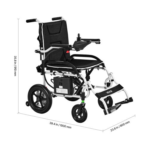 VEVOR 220lbs Capacity Electric Wheelchair for Adults,Foldable & Lightweight Motorized Wheelchair,12-Mile Long Travel Range,All-Terrain Powered