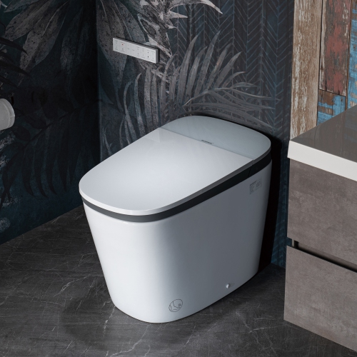 WOODBRIDGE Smart Toilet with 1.28 GPF Dual Flush Auto Open/Close,Foot Sensor Flush,Voice Control,1000 Gram Map Flushing Score,LED Display,Chair