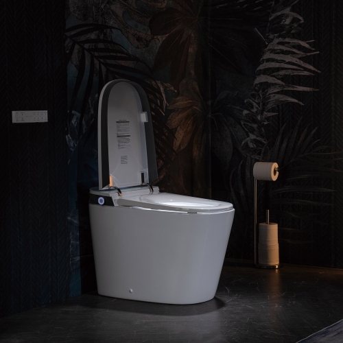 WOODBRIDGE Smart Toilet with 1.28 GPF Dual Flush Auto Open/Close,Foot Sensor Flush,Voice Control,1000 Gram Map Flushing Score,LED Display,Chair