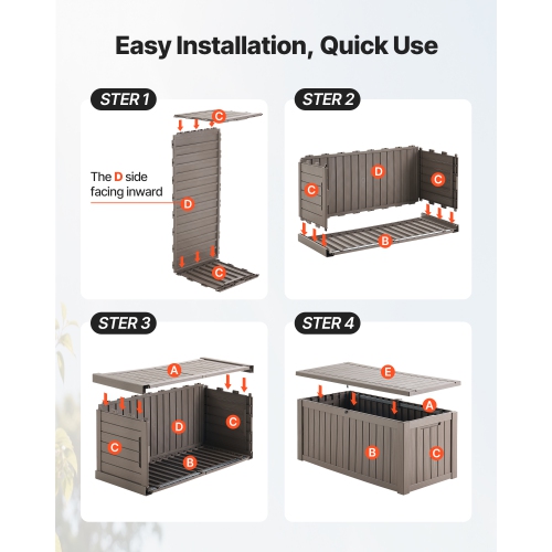 VEVOR 120 Gallon Outdoor Storage Box, Resin Deck Box, Lockable Backyard Toy and Towel Storage Cabinet Waterproof, for Patio Furniture Cushions,