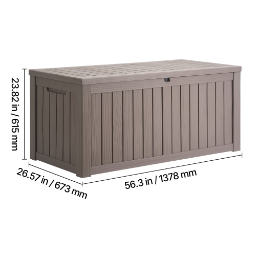 VEVOR 120 Gallon Outdoor Storage Box, Resin Deck Box, Lockable Backyard Toy and Towel Storage Cabinet Waterproof, for Patio Furniture Cushions,
