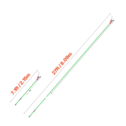 VEVOR 3.87-27 ft Manual Pole Saw,Extendable Pole Tree Pruner with Scissors, Sharp 65Mn Steel Blade, Lightweight Fiberglass Handle Pole, for High