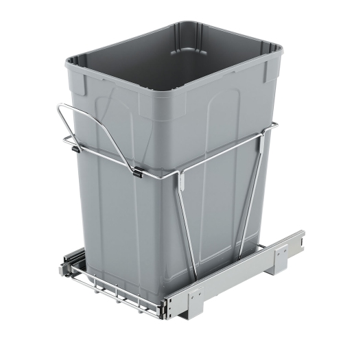 VEVOR 35 QT Pullout Trash Can for Kitchen Cabinets, Garbage Waste Recycling Bin, Under Mount Waste Container, with Heavy Duty Metal Full Extension